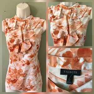 TALBOTS WOMAN SLEEVELESS RUFFLE FRONT BLOUSE SIZE2